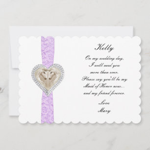 Unicorn Purple Lace Wedding Maid Of Honor Card