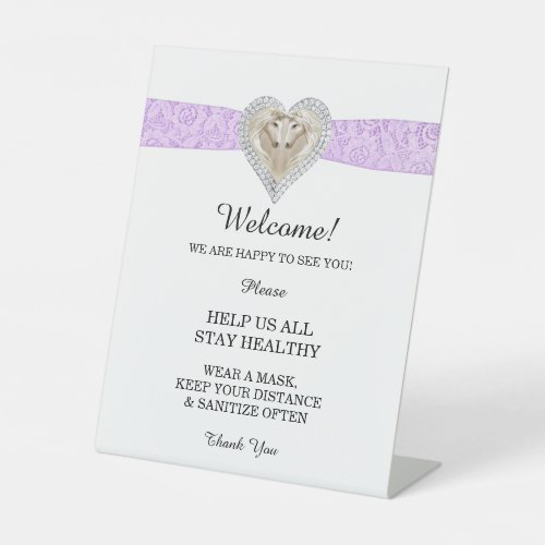 Unicorn Purple Lace Wedding Safety  Pedestal Sign