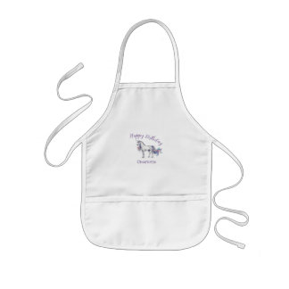 unicorn purple maron happy birthday kids name cute kids' apron
