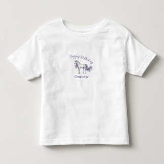 unicorn purple maron happy birthday kids name cute toddler t-shirt