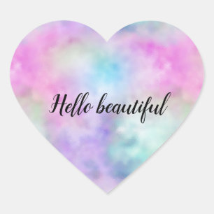 Unicorn Purple Pink Aqua Blush Heart Heart Sticker