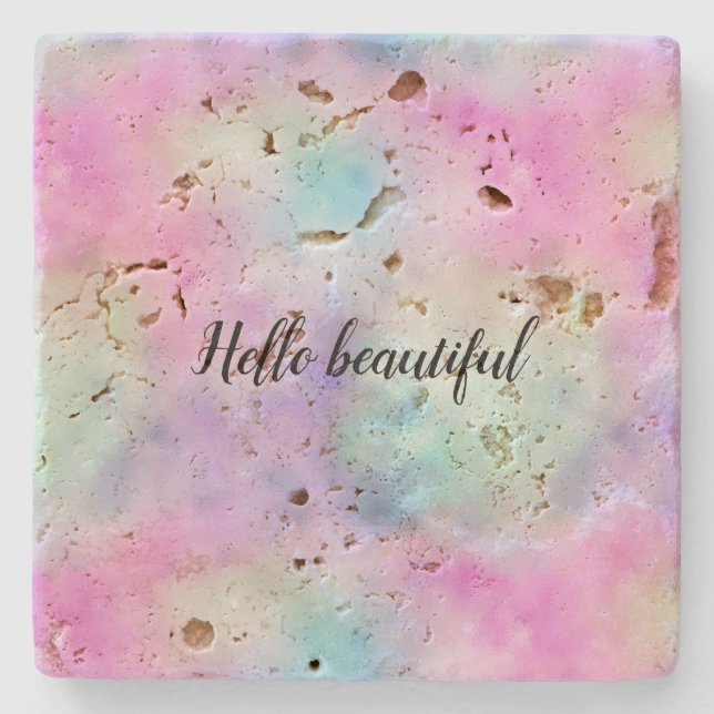 Unicorn Purple Pink Aqua     Stone Coaster (Front)