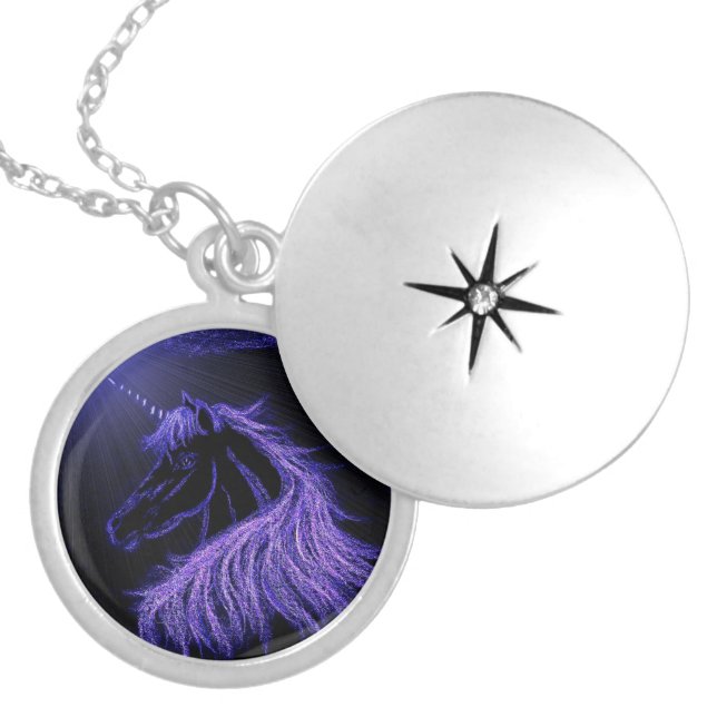 UNICORN - PURPLE SILVER PLATED NECKLACE (Front)