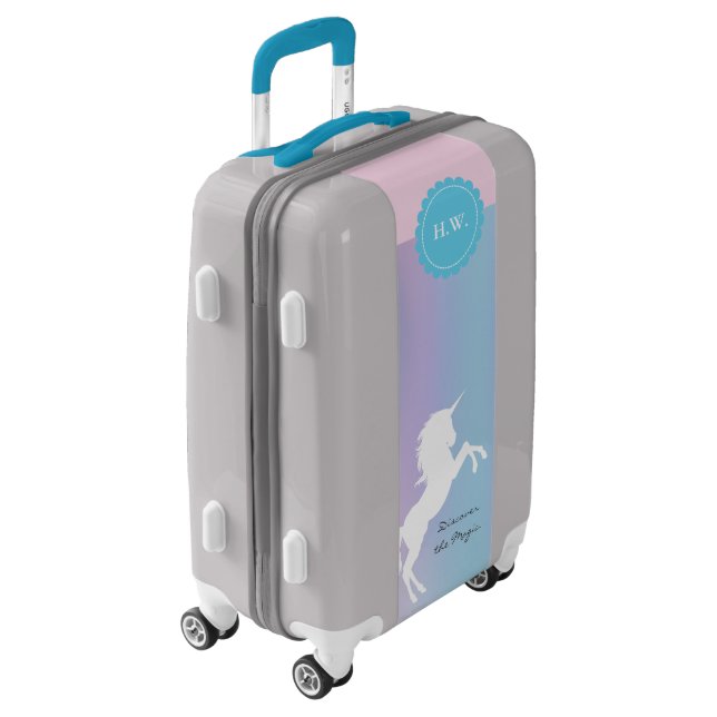 Unicorn Purple Turquoise Pink Rainbow Luggage (Rotated Left)