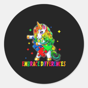 Unicorn puzzle piece autism awareness month boys classic round sticker