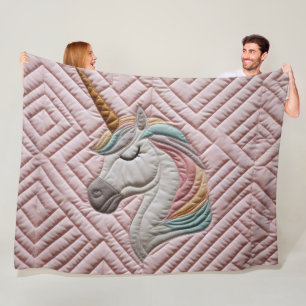 Unicorn Quilted Look Fleece Blanket