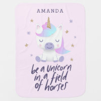 Unicorn Quote Typography | Add Name Baby Blanket