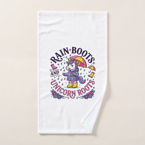 Unicorn Rain Boots and Unicorn Roots Commercial Sh Hand Towel