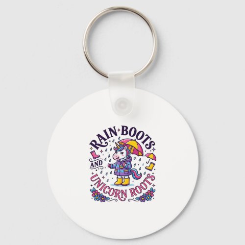 Unicorn Rain Boots and Unicorn Roots Commercial Sh Keychain