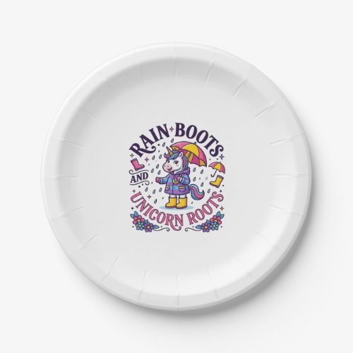 Unicorn Rain Boots and Unicorn Roots Commercial Sh Paper Plates