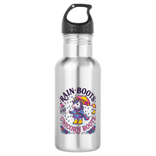 Unicorn Rain Boots and Unicorn Roots Commercial Sh Stainless Steel Water Bottle