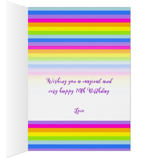 Unicorn rainbow 10th Sister birthday card (Inside (Right))