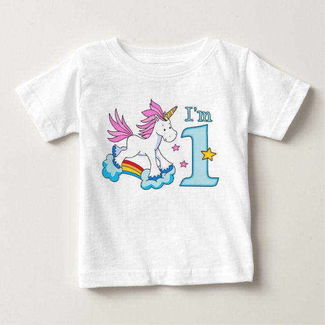 Unicorn Rainbow 1st Birthday Baby T-Shirt (Front)