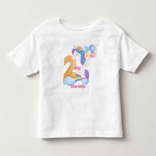 Unicorn Rainbow 2nd Birthday Toddler T_shirt