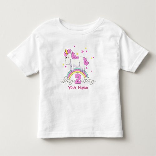 Unicorn Rainbow 2nd Birthday Toddler T_shirt