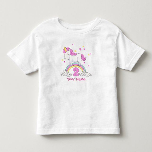 Unicorn Rainbow 2nd Birthday Toddler T-shirt (Front)