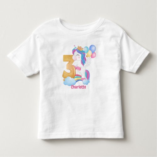 Unicorn Rainbow 3rd Birthday Toddler T_shirt