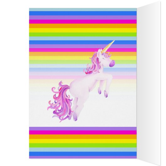 Unicorn rainbow 3rd personalized birthday card (Inside (Left))