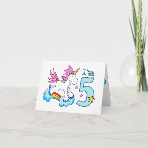 Unicorn Rainbow 5th Birthday Invitation