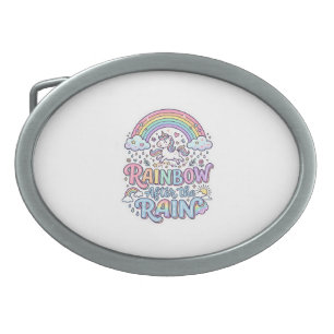 Unicorn Rainbow After the Rain Premium Vector Typo Belt Buckle