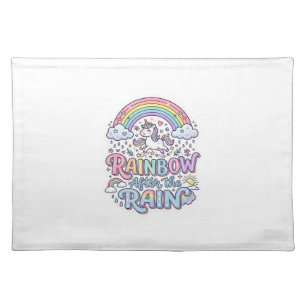 Unicorn Rainbow After the Rain Premium Vector Typo Cloth Placemat