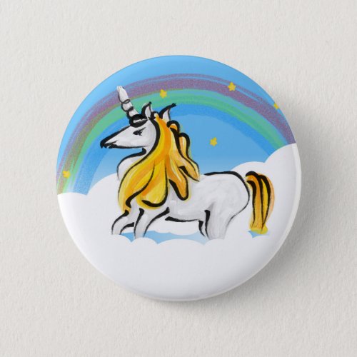 Unicorn Rainbow and Stars Button