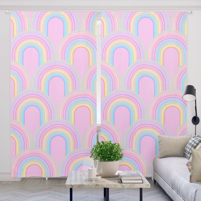 Unicorn Rainbow Arch Minimal 2a Blackout Curtains (Living Room)