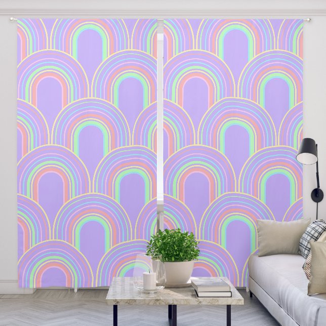 Unicorn Rainbow Arch Minimal 3a Blackout Curtains (Living Room)