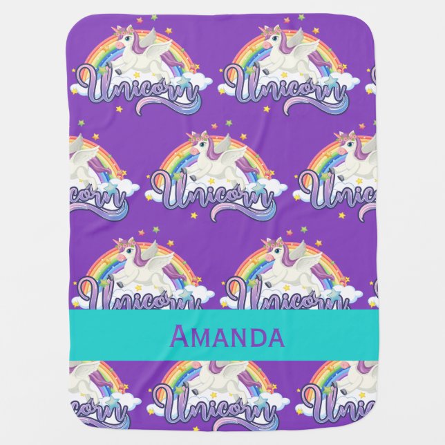 Unicorn Rainbow Baby Blanket (Front)