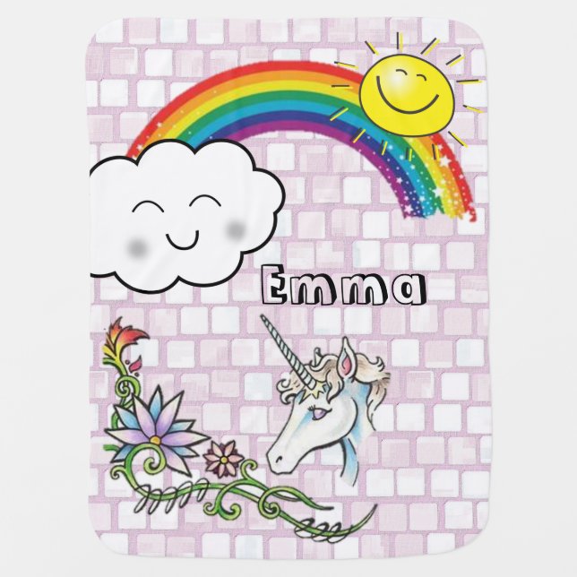Unicorn Rainbow Baby Blanket (Front)