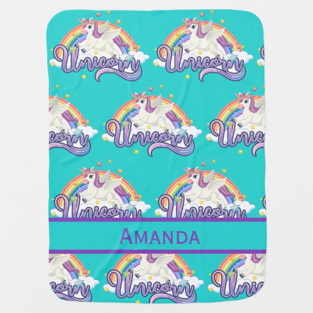 Unicorn Rainbow Baby Blanket (Front)