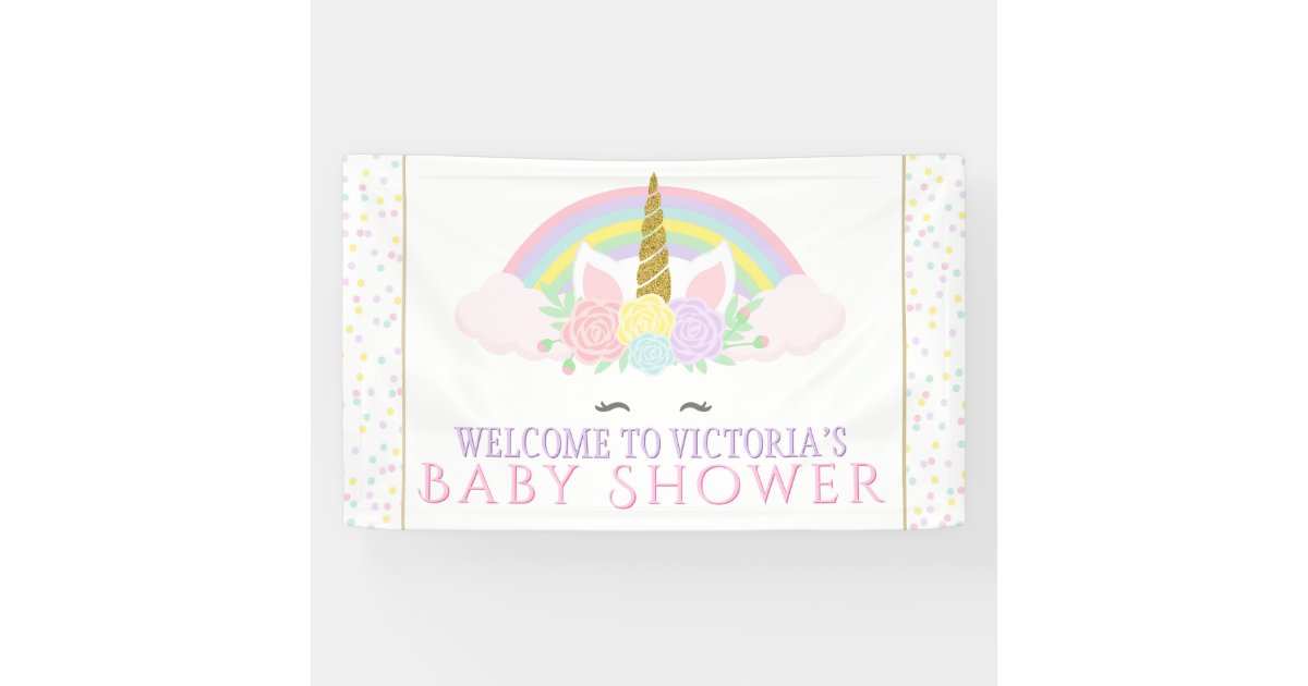 Unicorn Rainbow Baby Shower Banners | Zazzle