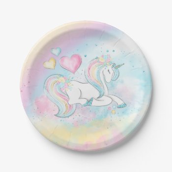 Unicorn Rainbow Baby Shower Paper Plates by The_Baby_Boutique at Zazzle