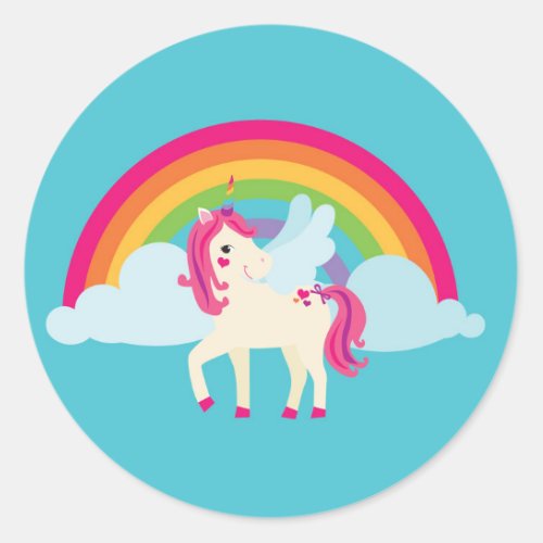 Unicorn Rainbow Birthday Baby Envelope Sticker