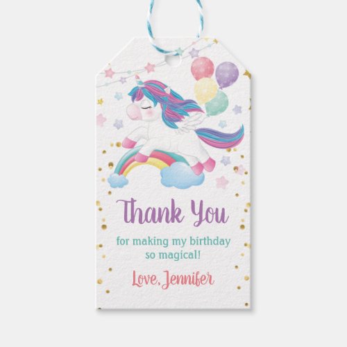 Unicorn Rainbow Birthday Baby Shower Gift Tags