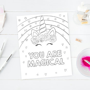 Unicorn Rainbow Birthday Coloring Page Poster by LittlePrintsParties at Zazzle