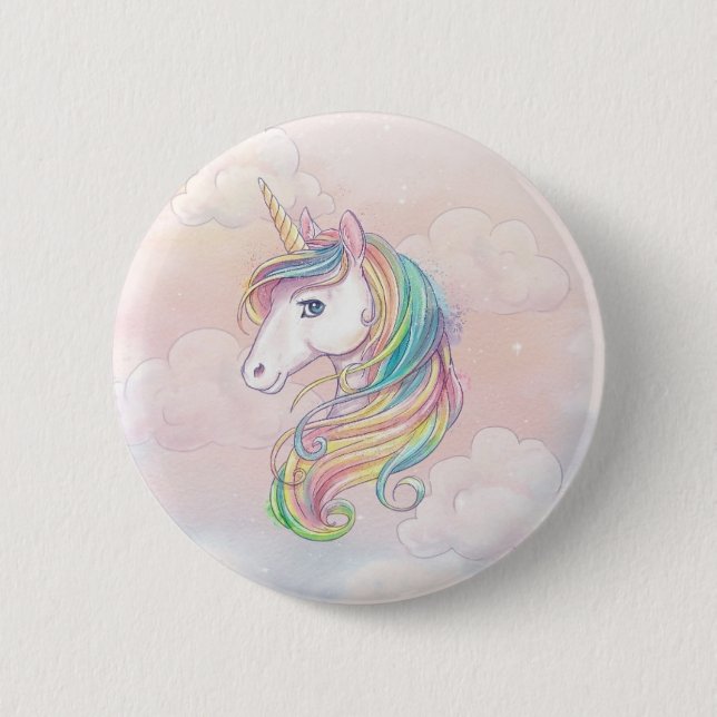 Unicorn rainbow birthday favor pins (Front)
