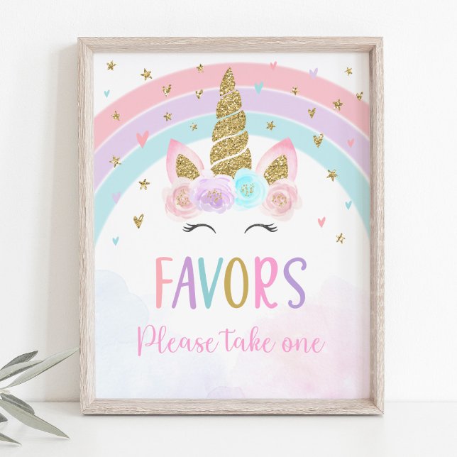 Unicorn Rainbow Birthday Favor Sign (Creator Uploaded)