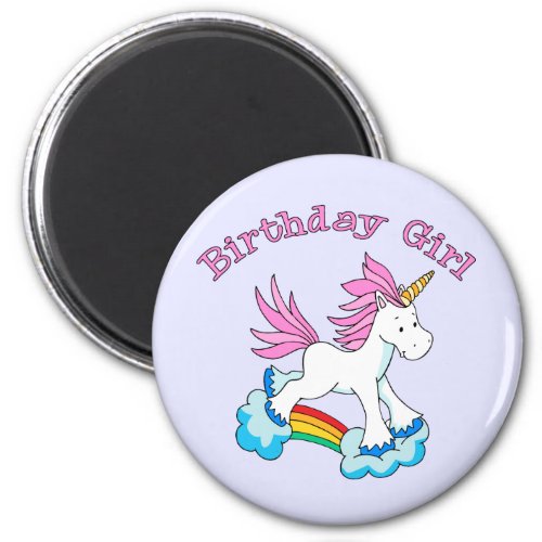 Unicorn Rainbow Birthday Girl Magnet