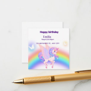 Unicorn Rainbow Birthday Invitation Enclosure Card