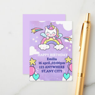 Unicorn Rainbow Birthday Invitation Enclosure Card