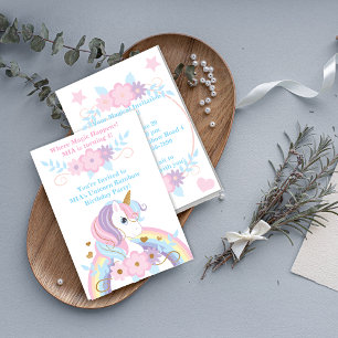 Unicorn Rainbow Birthday Invitation Girl Editable
