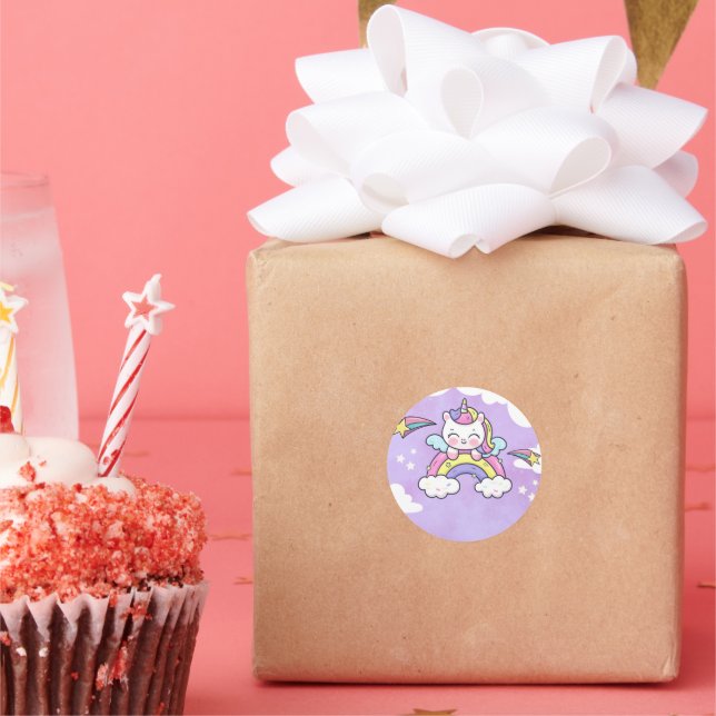 Unicorn Rainbow Birthday Invitation Sticker (Party)