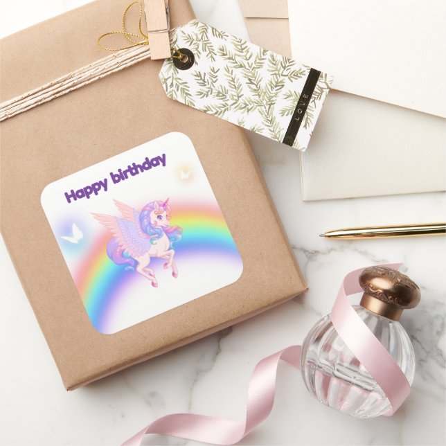 Unicorn Rainbow Birthday Invitation Sticker (Gifting)