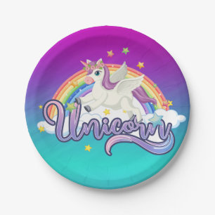 Unicorn Rainbow Birthday Magical Whimiscal Paper Plates