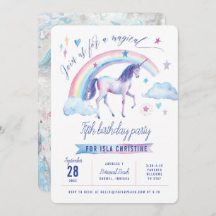 Unicorn Rainbow Birthday Party Invitation