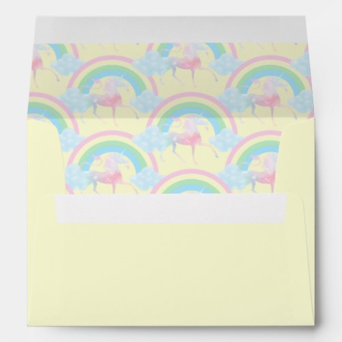 Unicorn Rainbow Birthday Party Yellow Envelope