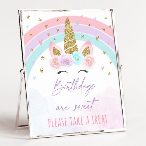 Unicorn Rainbow Birthday Treat Sign