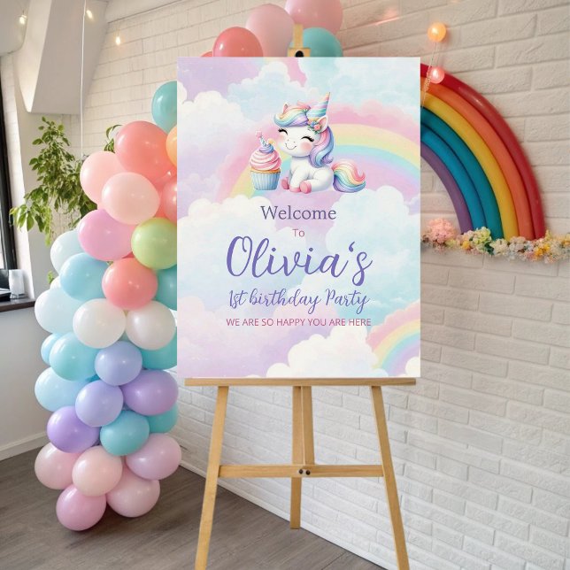 Unicorn Rainbow Birthday Welcome Sign Foam board  (Creator Uploaded)