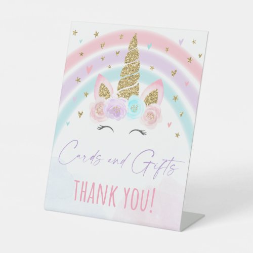 Unicorn Rainbow Cards  Gifts Birthday Pedestal Sign